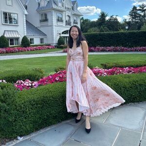 AMUR Lumi dress in peach cream cheetah